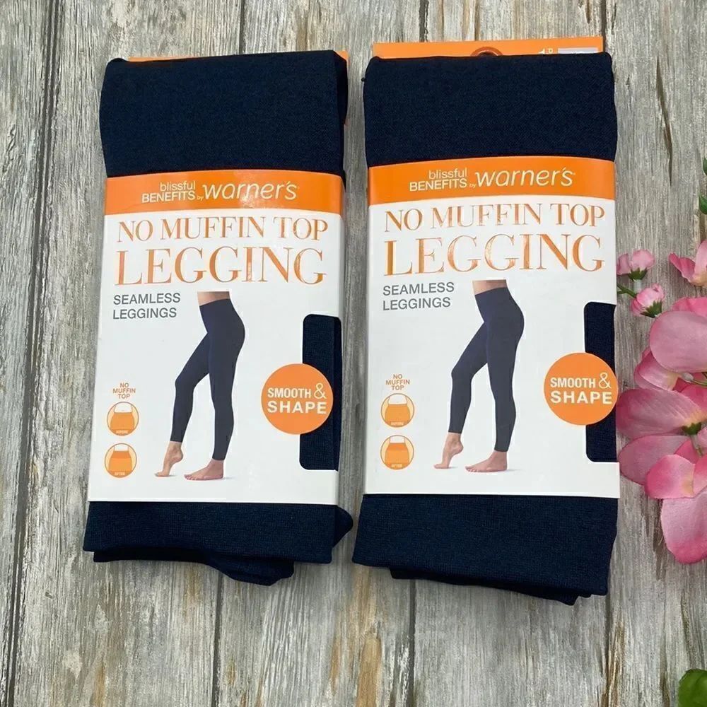 WOMEN’S NO MUFFIN Top Twill Seamless Shaping Leggings 2-Pack Size XS